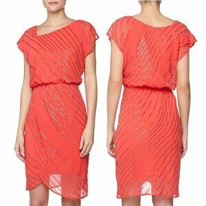 Vince Camuto Hibiscus Coral Sequin Cocktail Dress sz 2